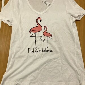 La Vie En Rose White Pajama Top with Pink Flamingos